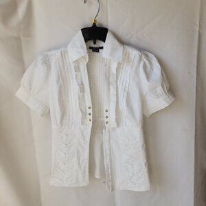 XOXO Vintage Victorian-Inspired White Fitted Blouse Romantic & Chic Women's M